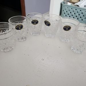 Set of 6 Bohemia Czech Republic lead crystal whiskey glasses, 2 ounces each